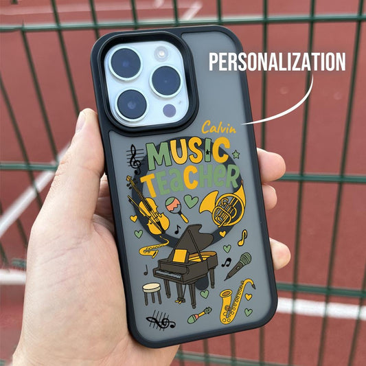 Music Teacher iPhone 16 Pro Max Case, Custom Instrument Phone Cover for iPhone 15 with MagSafe, Personalized Music Lover Gift Case
