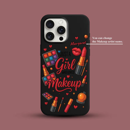 Makeup Lover Girl iPhone 16 Pro Max Case, Custom Beauty Artist Phone Cover for iPhone 15 with MagSafe, Personalized Makeup Gift Case