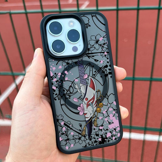 Fox Mask Katana Phone Case – Compatible with iPhone 16 Pro Max, 15, 14, 13, 12, with MagSafe