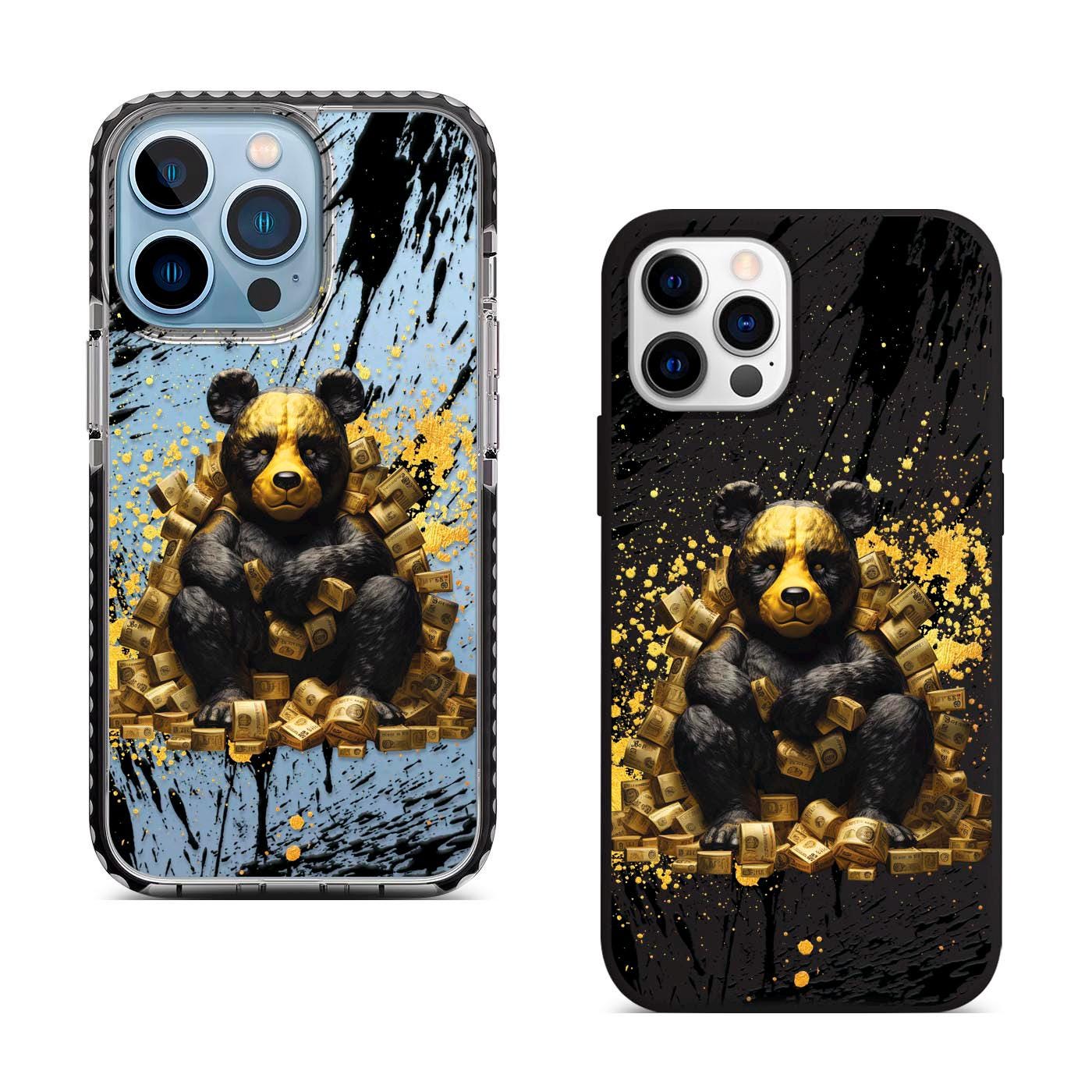 Golden Panda Wealth iPhone 16 Pro Max Case, Artistic Animal Phone Cover for iPhone 15 with MagSafe, Unique Panda Design Case Samsung S24 S25