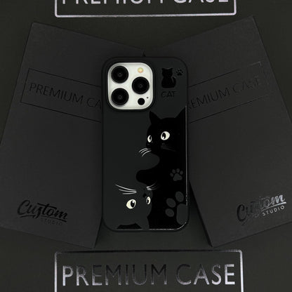 Black Cat iPhone 16 Pro Max Case, Cute Cat Art Phone Cover for iPhone 15 with MagSafe, Custom Pet Design Case
