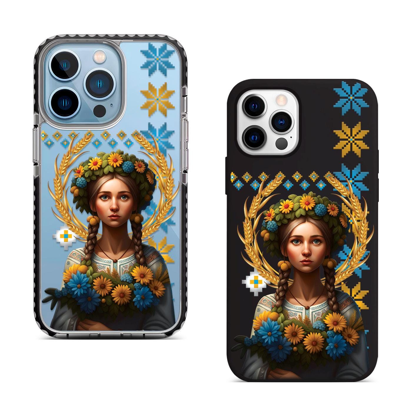 Folk Ukrainian Girl iPhone 16 Pro Max Case, Embroidered Art Phone Cover for iPhone 15 with MagSafe, Artistic Traditional Case