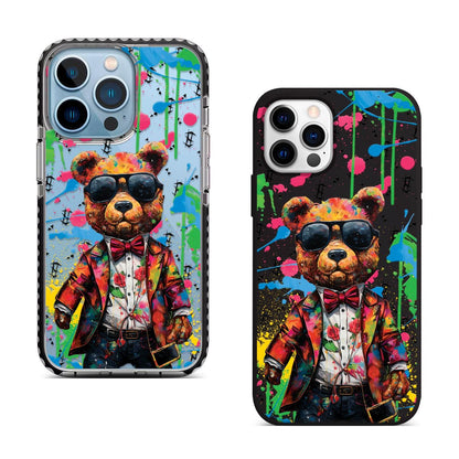Dapper Bear Art iPhone 16 Pro Max Case, Stylish Phone Cover for iPhone 15 with MagSafe, Trendy Graffiti Design Samsung S24 FE S25
