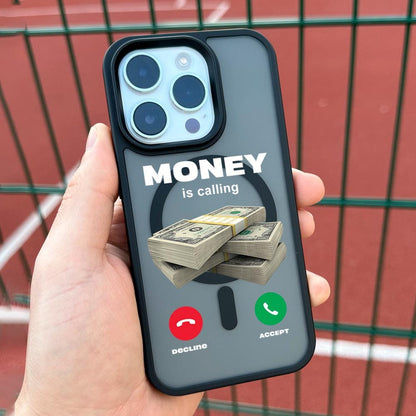 Money Calling iPhone 16 Pro Max Case, Cash Art Phone Cover for iPhone 15 with MagSafe, Custom Motivational Design Case Samsung S24 FE S25