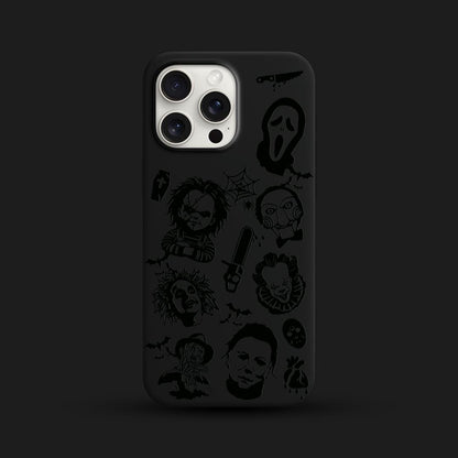 Horror Movie Villains iPhone 16 pro max Case, Scary Movie Phone Cover for iPhone 15 with MagSafe, Spooky Halloween Custom Case