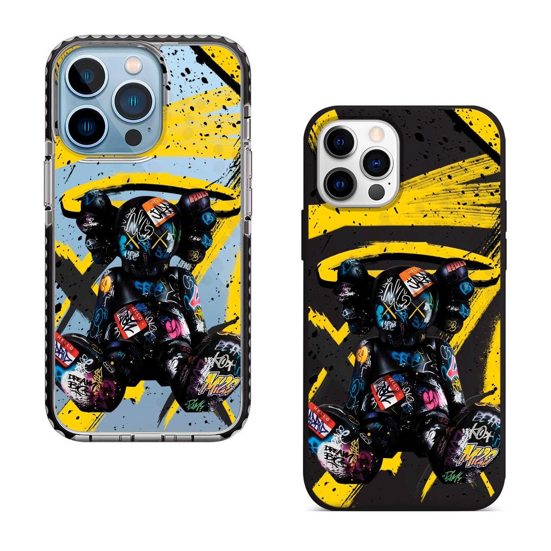 Urban Chaos Bear iPhone 16 Pro Max Case, Graffiti Art Phone Cover for iPhone 15 with MagSafe, Street Style Custom Case