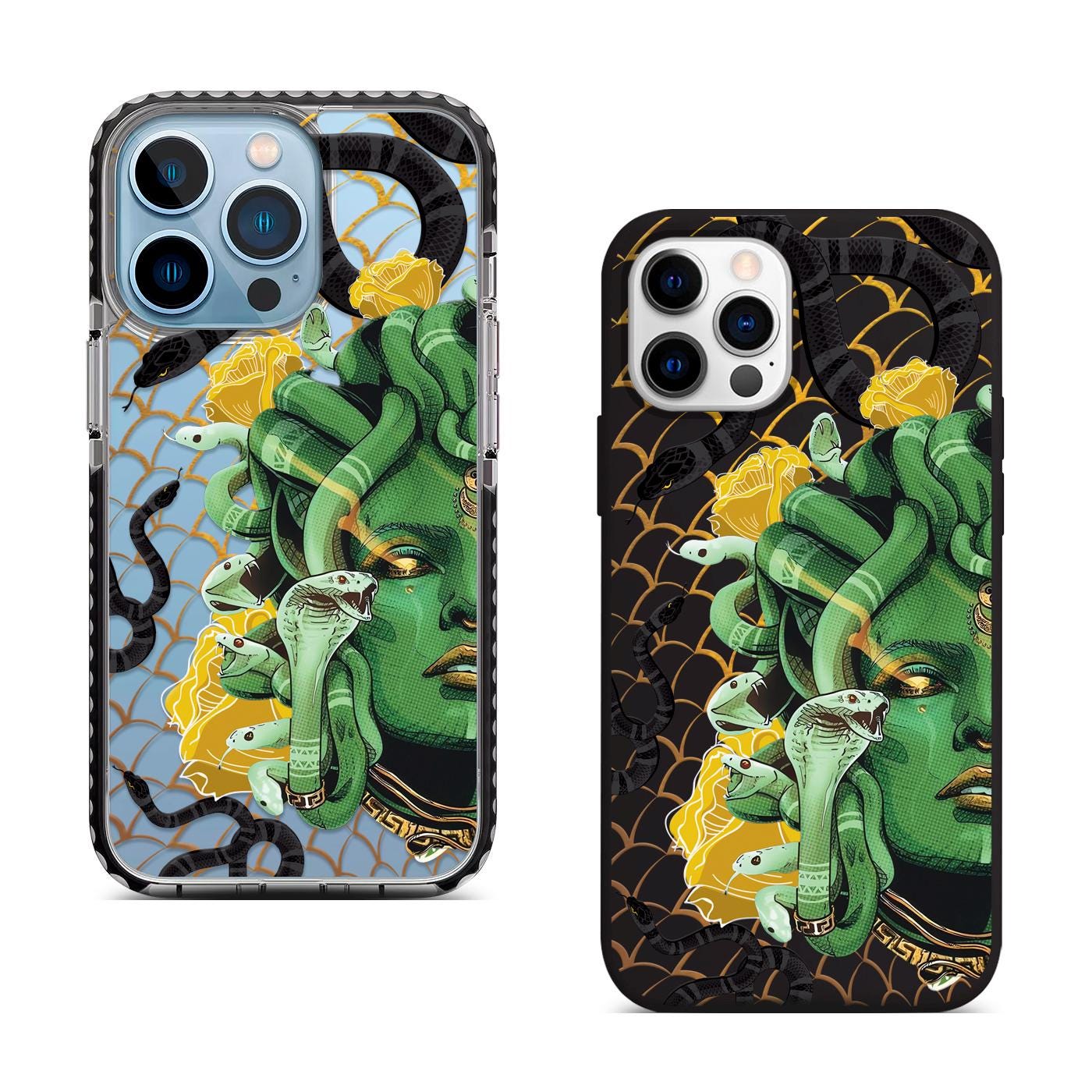 Medusa Serpent iPhone 16 Pro Max Case, Artistic Snake Design Cover for iPhone 15 with MagSafe, Mythical Greek Art Case