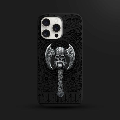 Viking Skull iPhone 16 Pro Max Case, Norse Axe Phone Cover for iPhone 15 with MagSafe, Celtic Warrior Custom Case Samsung S24 FE S25