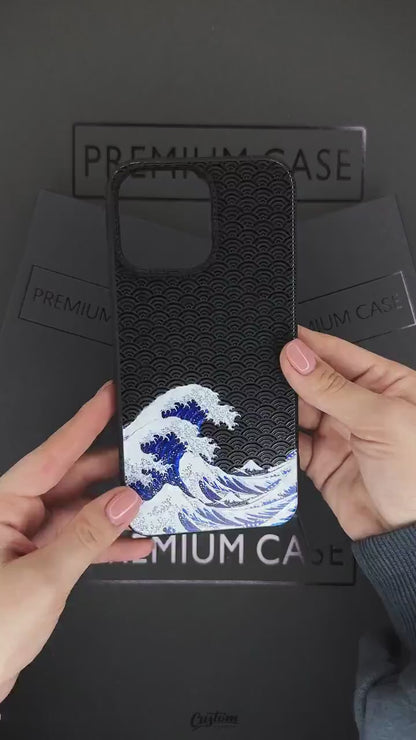 Great Wave iPhone 16 Pro Max Case, Japanese Art Phone Cover for iPhone 15 with MagSafe, Elegant Custom Design