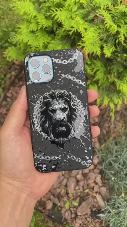 Black Lion iPhone 16 Case Animal Personalized Silicone iPhone Case Custom Lion iPhone 16 Pro Max Case