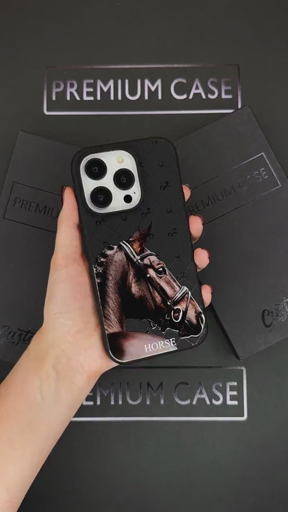 Elegant Horse iPhone 16 Pro Max Case, Equestrian Art Phone Cover for iPhone 15 with MagSafe, Luxury Horse Custom Case