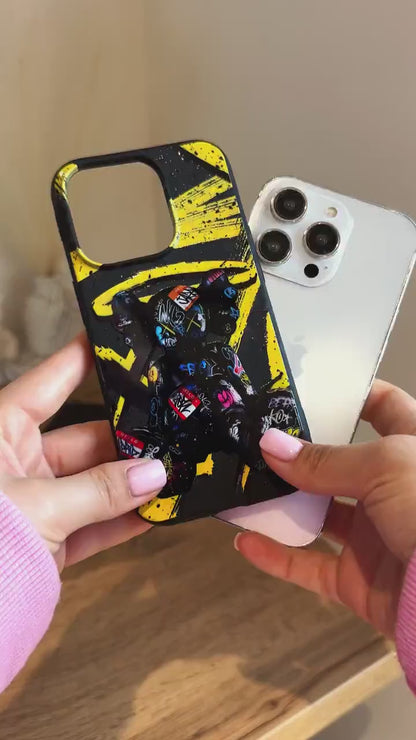 Urban Chaos Bear iPhone 16 Pro Max Case, Graffiti Art Phone Cover for iPhone 15 with MagSafe, Street Style Custom Case