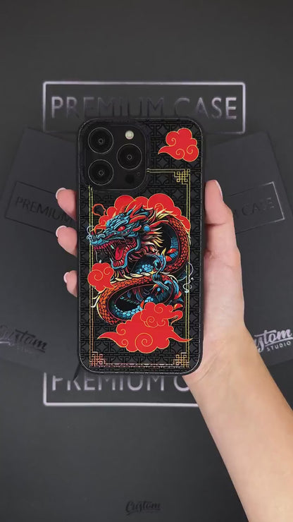 Oriental Dragon iPhone 16 Pro Max Case, Mythical Art Phone Cover for iPhone 15 with MagSafe, Unique Dragon Custom Case Samsung S24 FE S25