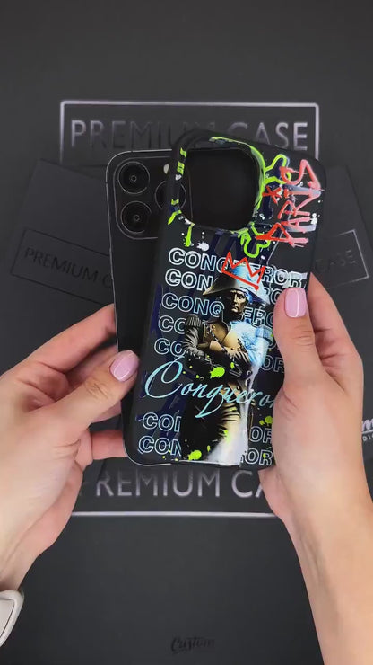 Conqueror Art iPhone 16 Pro Max Case, Unique Design Phone Cover for iPhone 15 with MagSafe, Artistic Warrior Custom Case Samsung S24 FE S25