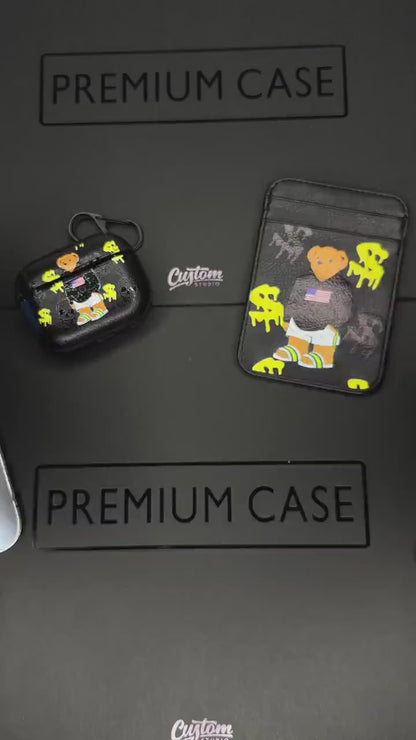 Streetwear Bear iPhone 16 Pro Max Case, Skull Dollar Design Phone Cover for iPhone 15 with MagSafe, Urban Style Custom Case