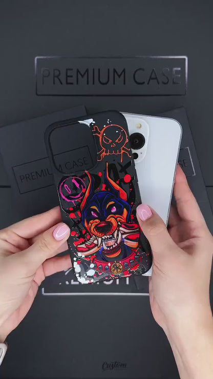 Graffiti Doberman iPhone 16 Pro Max Case, Street Art Dog Phone Cover for iPhone 15 with MagSafe, Urban Pet Samsung S24 FE S25